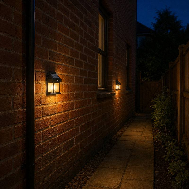 Black 17.2cm H Solar Powered Integrated LED Outdoor Wall Lantern