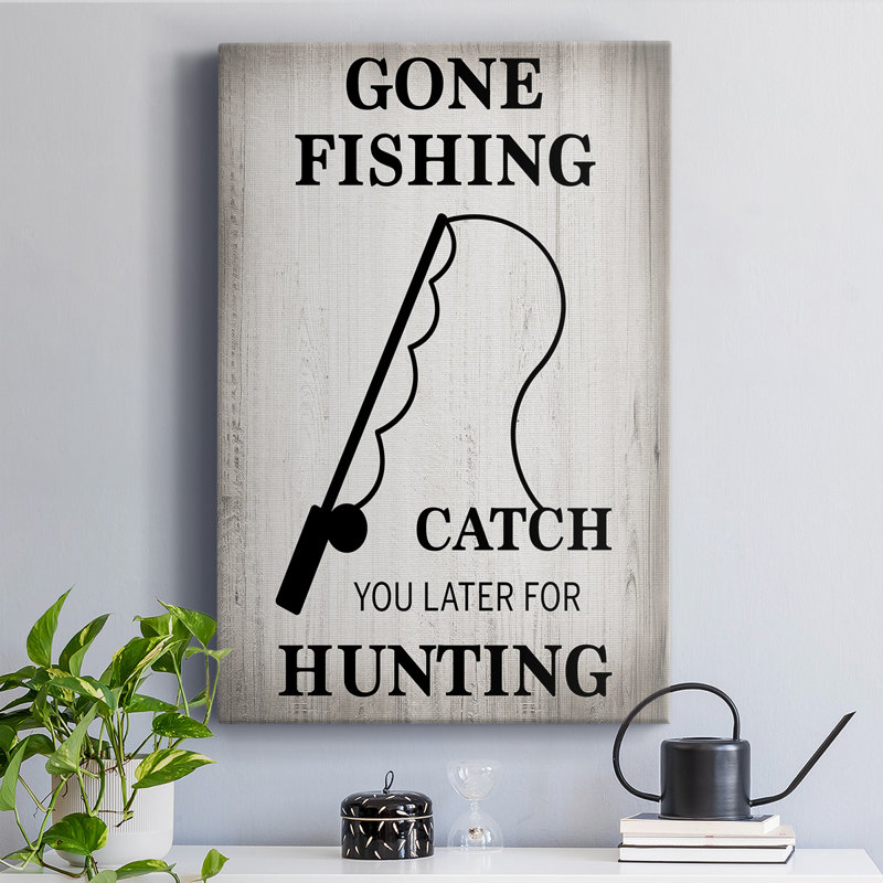 Toile tendue avec châssis Gone Fishing - prête à être accrochée, H 12 po x l 8 po x P 1 po