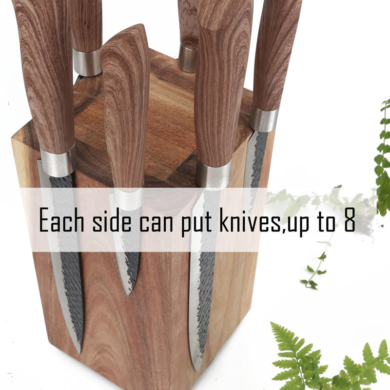Magnetic Knife Wooden Block 360 Rotatable, Brown