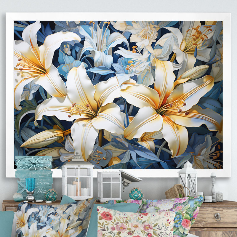 Pure Lily Beauty Whispers sur toile, H 34 po x l 44 po x P 1,5 po, Cadre simple blanc