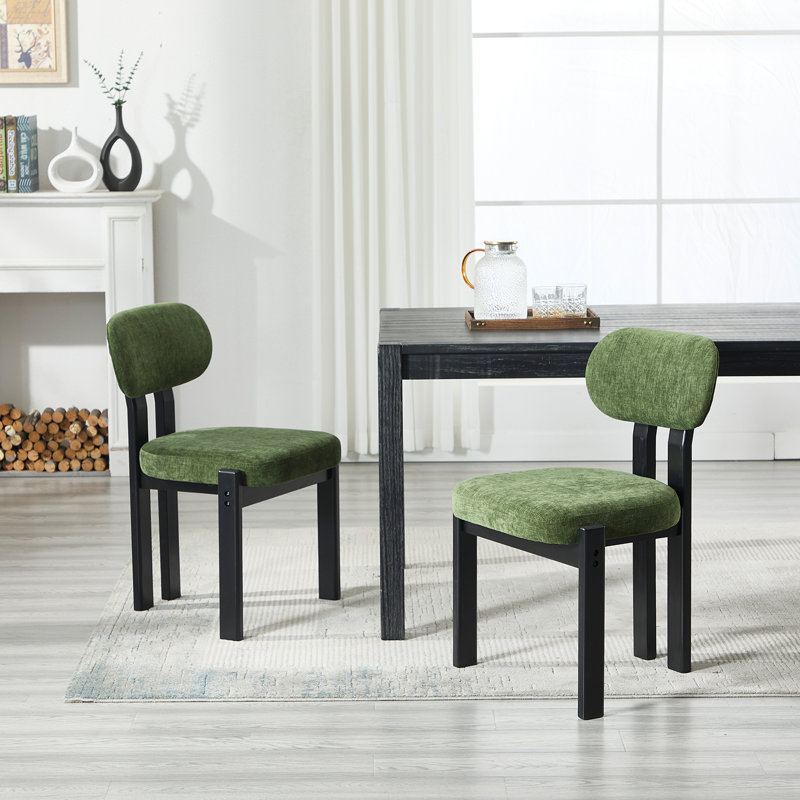 Modern Solid Wood Upholstered Dining Chair With Backrest,Beautiful Side Chair For Dining Room, Office And Parlor, Green