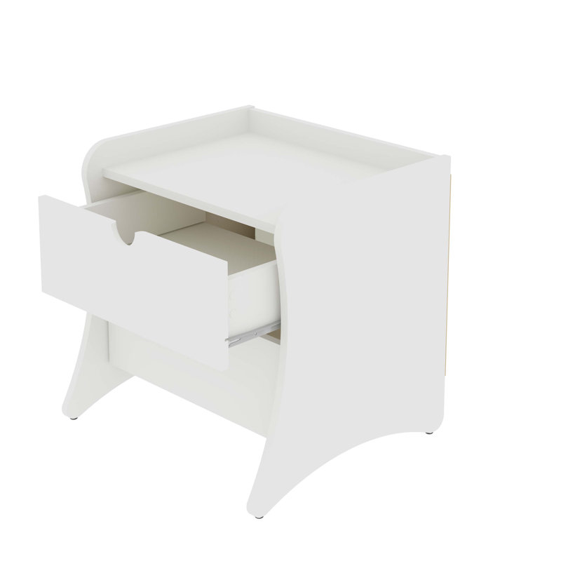 Coney Mid-Century Modern 2-Drawer Nightstand, White, Individual 