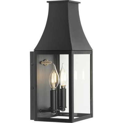 Lanterne murale d'extérieur traditionnelle noire à deux lumières