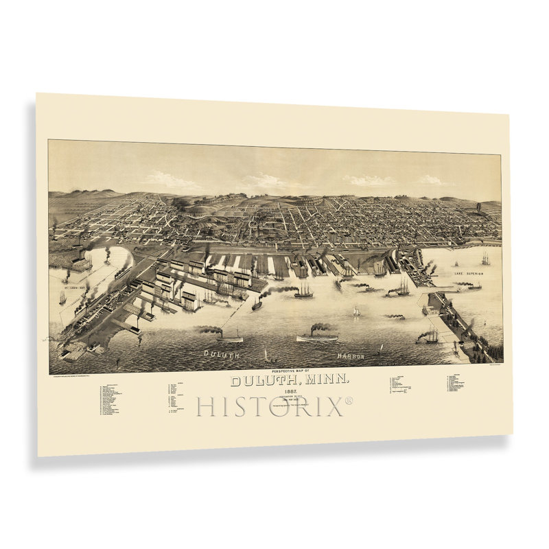 «1887 Duluth Minnesota», reproduction sur papier, H 16 po x l 24 po