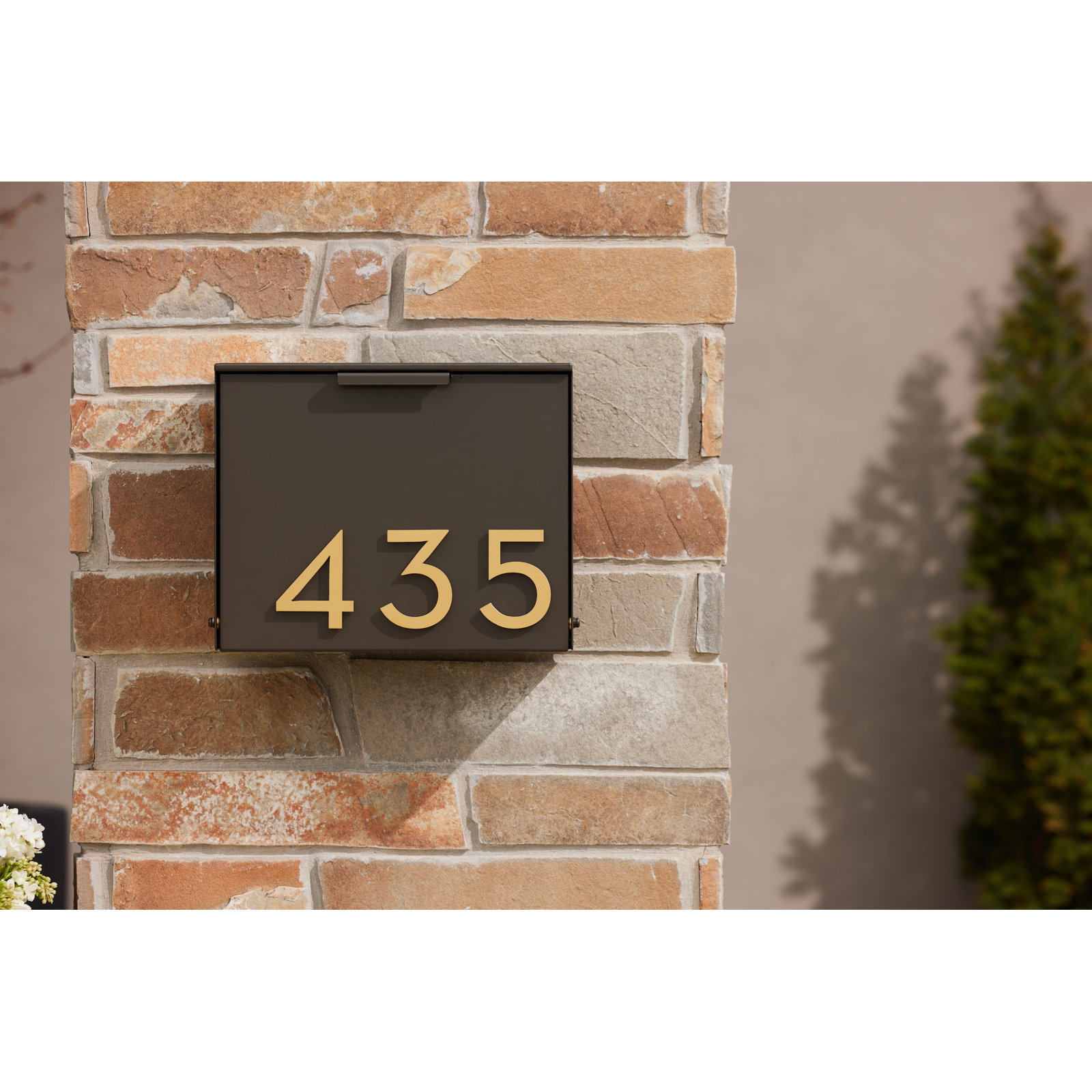 Cubby Wall Mounted Steel Mailbox, Brown, Yes, Brass