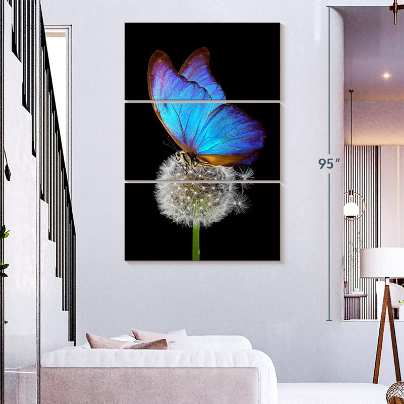 Brampt Blue Morpho On Dandelion, 74" H x 48" W
