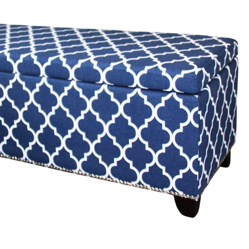 18 - Inch High Storage Bench With Blue Moroccan Stripes, 39 Long Area, 42 And 17 Wide Seat, Seat To Floor Height