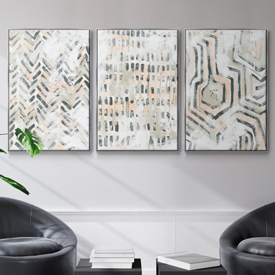 «Sand Glyphs I», ensemble de 3 reproductions encadrées sur toile
