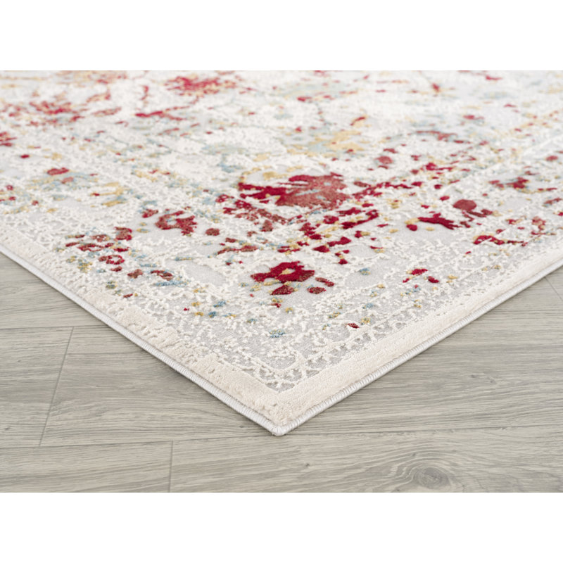 Tapis décoratif abstraite beige/rouge Tarrance, Rectangle 8 pi x 11 pi