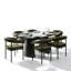 Ensemble de salle à manger extensible de 46 à 83 po avec base à double piédestal et fauteuils rembourrés en velours-561984680-561616530
