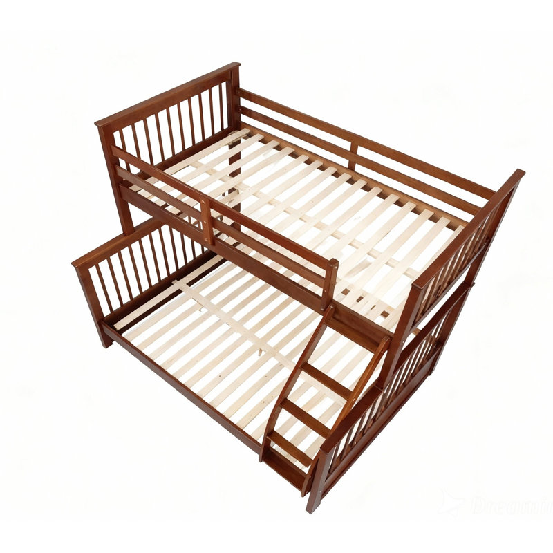 Sofren Kids Twin Over Full Bunk Bed, Walnut