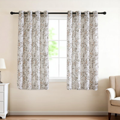 Sheer Linen Curtains Semi Sheer Curtains Draperies for Living Room/Bedroom Nostalgic Bamboo Joint Pattern Floral Printing Window Treatment Grommet 2 Panels