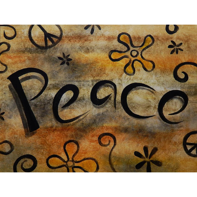 «Peace Sign» par Ed Capeau - reproduction d'art, H 12 po x l 16 po x P 1,5 po, Toile tendue