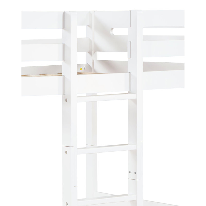 White Twin/twin Bunk Bed - , Slat System, 300lbs Capacity, Easy To Build, Wood And Plywood Structure With Finish Slat, Assemble,