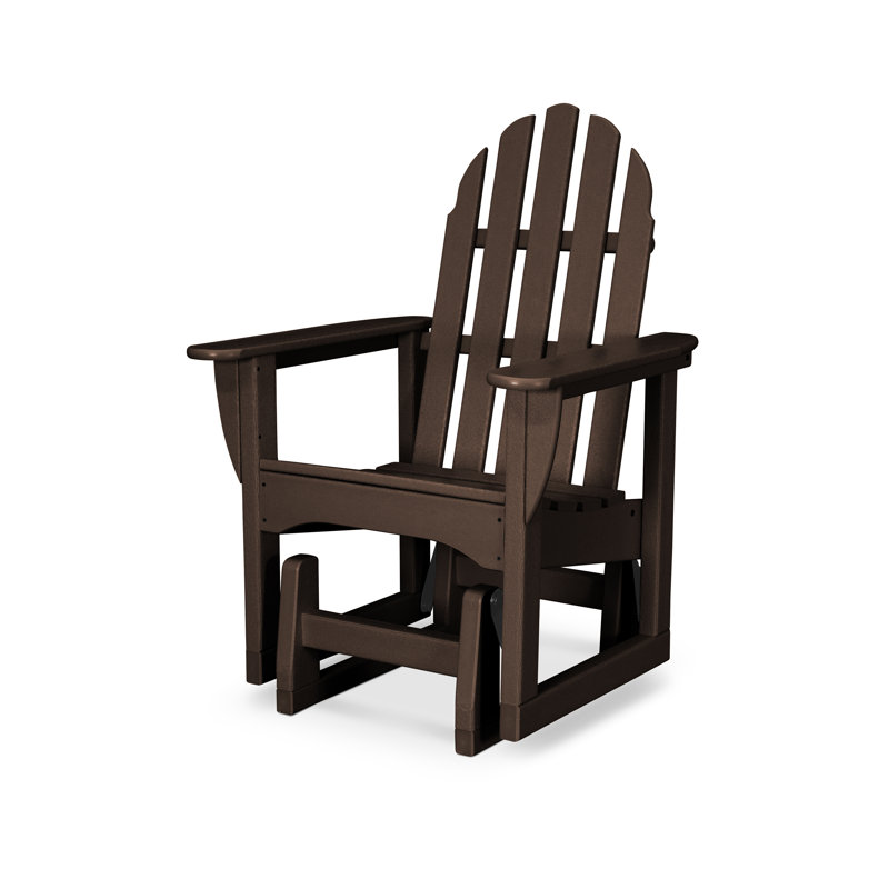 POLYWOOD Plastic/Resin Adirondack Chair and Ottoman, Mahogany