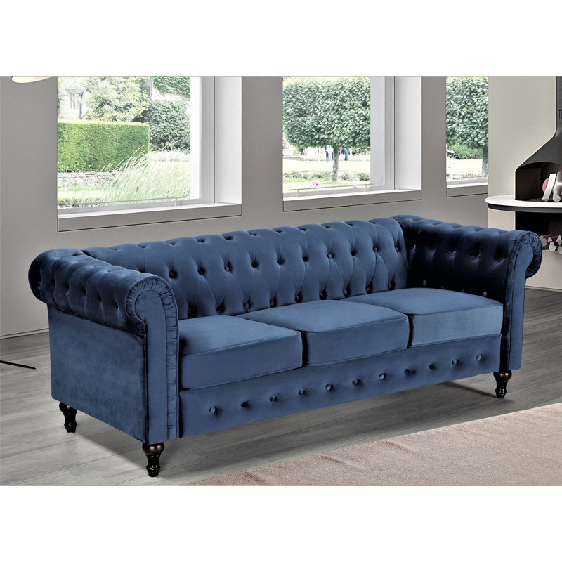 Arieana 82.3'' Upholstered Sofa, Dark Blue
