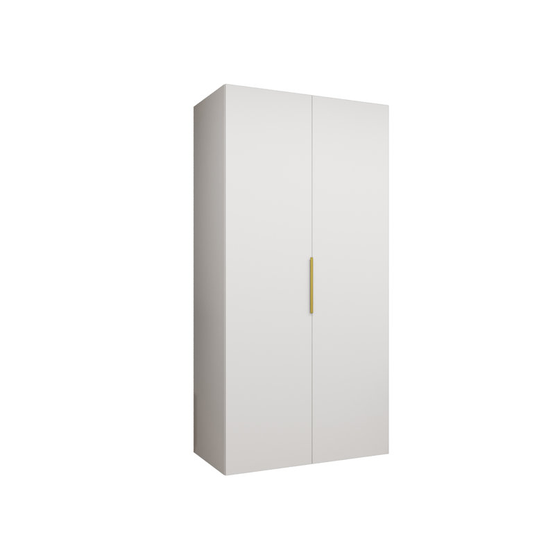 Manufactured Wood Wardrobe, White/Gold