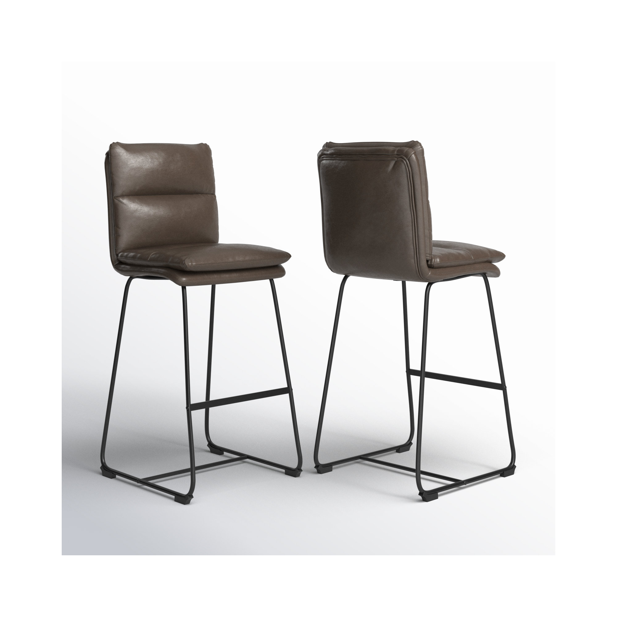 Volana Bar & Counter Stool, Brown Faux Leather, Bar Stool (30" Seat Height)