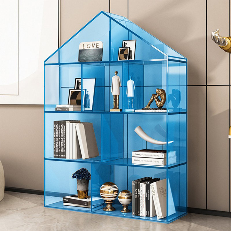 Bibliothèque nordique en acrylique transparent, Bleu