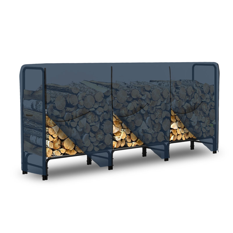 Kian Heavy Duty Waterproof Outdoor Firewood Cover, All Weather Protection UV Resistant Wood Rack Cover, Dark Blue