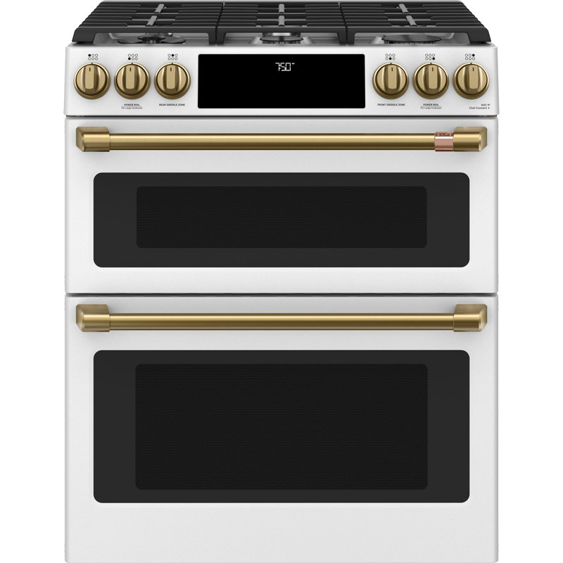 Front Control Gas Range Handle Kit, Brushed Brass