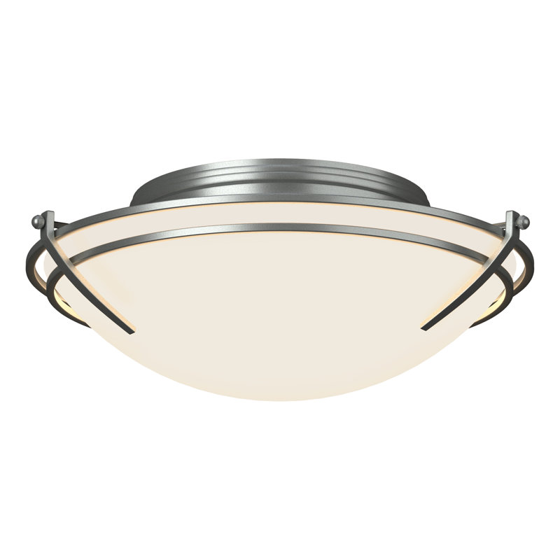 Plafonnier encastré simple en forme de bol 15,7 po Tryne, Platine rétro, (2) ampoules incandescentes moyennes A-19 E26 de 6
