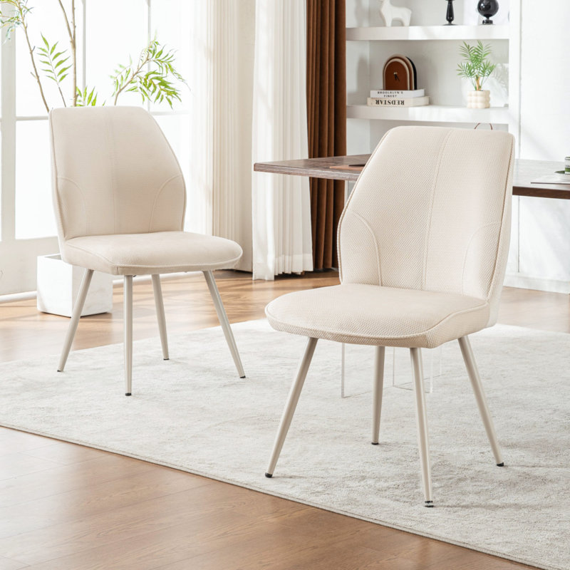 Chaises de salle à manger rembourrées Monno Chenille, Beige