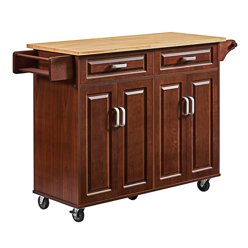 Chariot mobile pour îlot de cuisine avec 2 tiroirs (sans tabouret inclus)