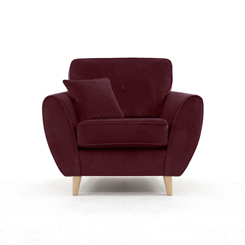 Rafe Scandi Style Velvet Armchair, Aubergine Velvet