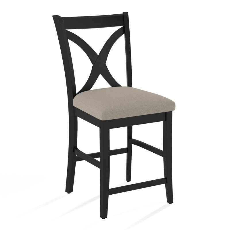 Tabouret de bar et de comptoir Hues, Finition noire, Tissu beige performant; 0851-73