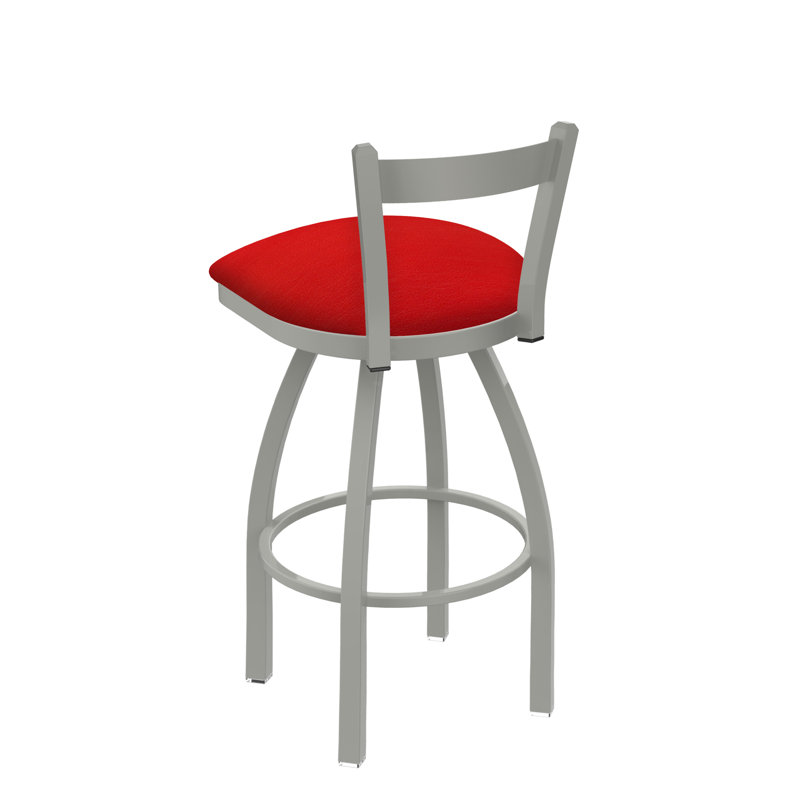 821 Catalina Low Back Swivel Bar Stool, Anodized Nickel, Canter Red, Counter Stool (25" Seat Height)