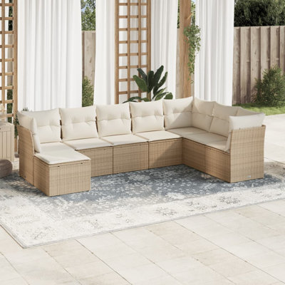 Vidaxl Patio Sofa Set Beige PE Rattan Sectional Sofa