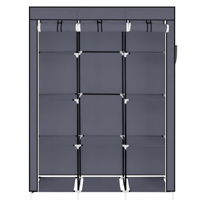 Rangement pour garde-robe de 67 po avec 10 tablettes, facile et rapide à assembler, Gris