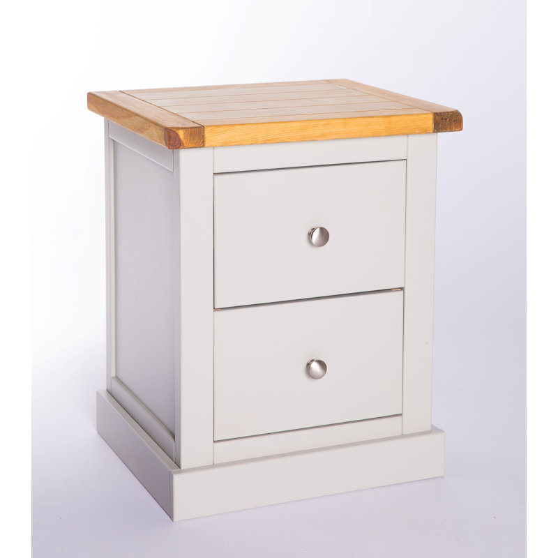 Enders 45 cm W Bedside Table, Grey/White, Silver