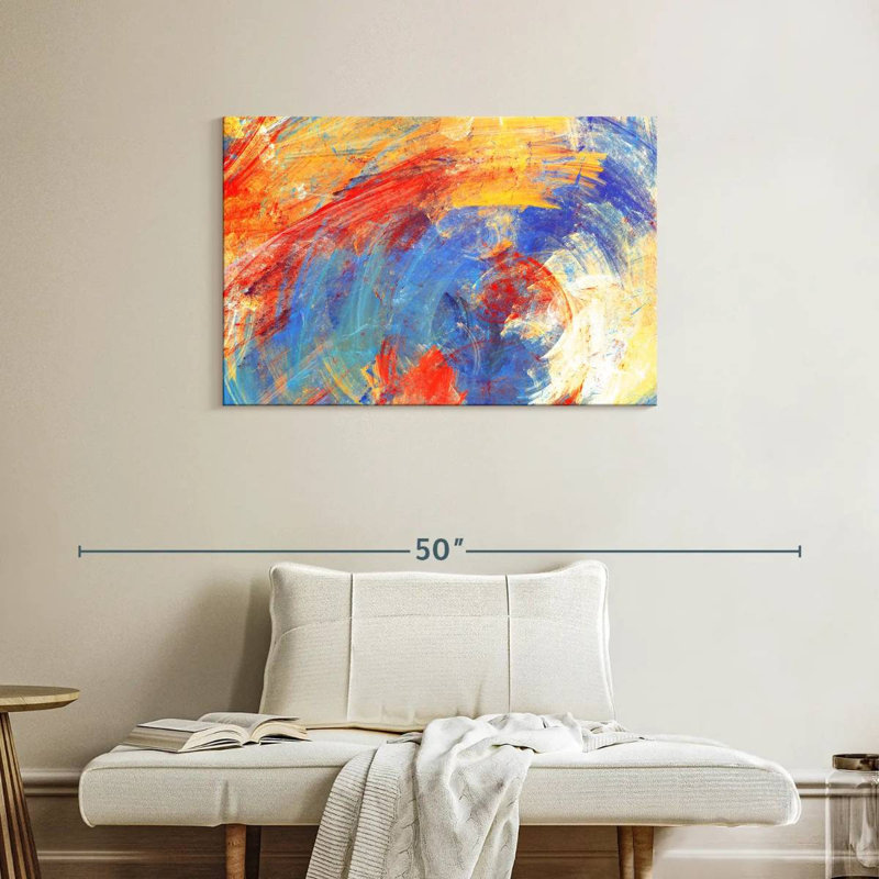 Avery rouge jaune bleu abstrait, H 24 po x l 36 po