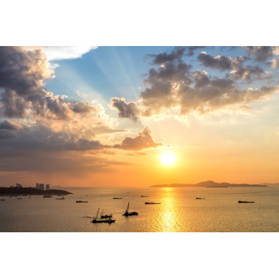 Colourful Sunset At Pattaya Bay - Wrapped Canvas Print