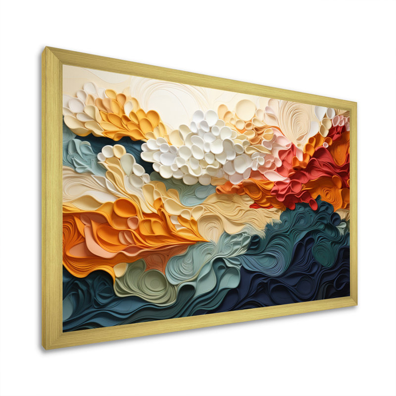 Biomorphism Forms VI On Canvas Print, 16" H x 32" W x 1" D, Gold Single Picture Framed