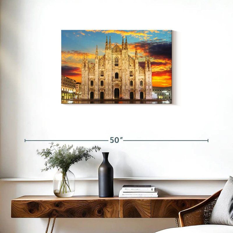 Ravi Sunset At Milan Cathedral, 20" H x 30" W