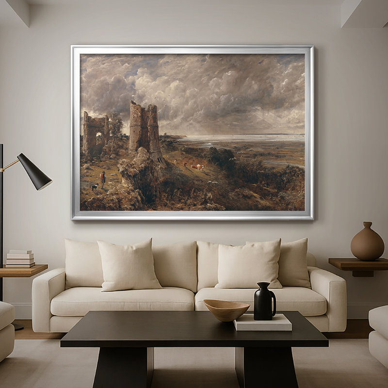Hadleigh Castle - John Constable - Toile tendue avec châssis, 1829, 26,5 x 36,5, Toile avec cadre, Argent