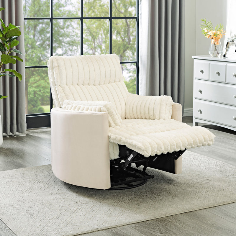 Fauteuil inclinable manuel en velours côtelé Bocaton, Blanc