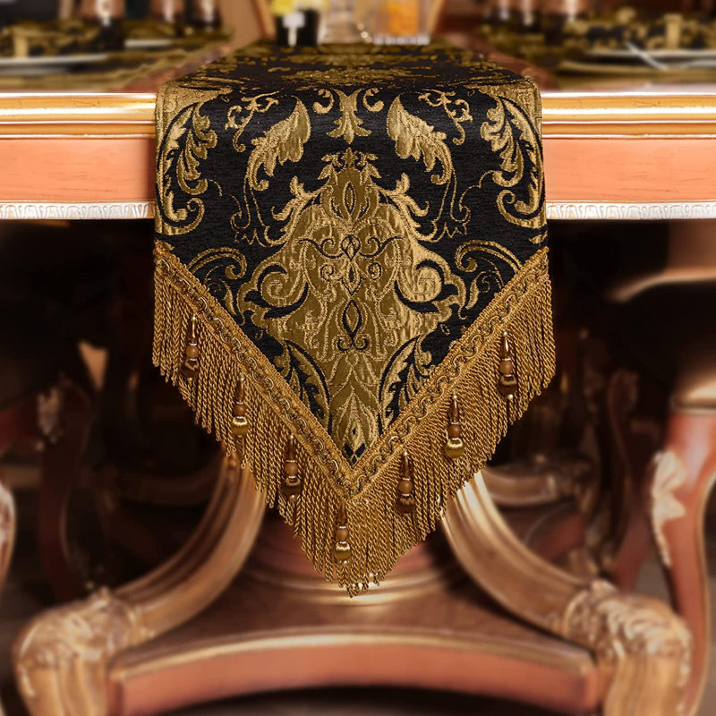 Chemin de table en tissu damassé épais en chenille et haute densité, 108 po x 13 po