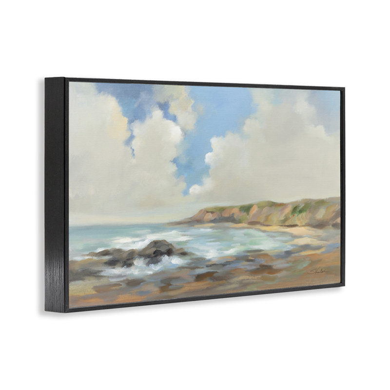 Giclée de California Coast Cliff par Silvia Vassileva, H 12 po x l 18 po, Giclée encadrée noir minuit