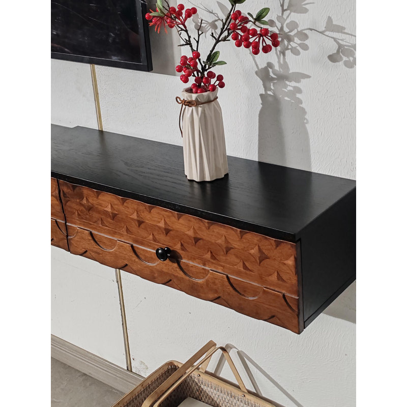 Meuble télé 70 po avec tiroirs, meuble télé mural, entièrement assemblé, H 7,9 po x L 70 po x l 9,4 po