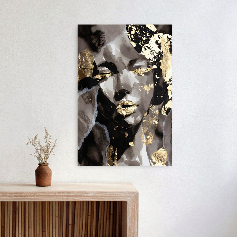 Élégant portrait abstrait moderne, art mural, H 24 po x l 16 po