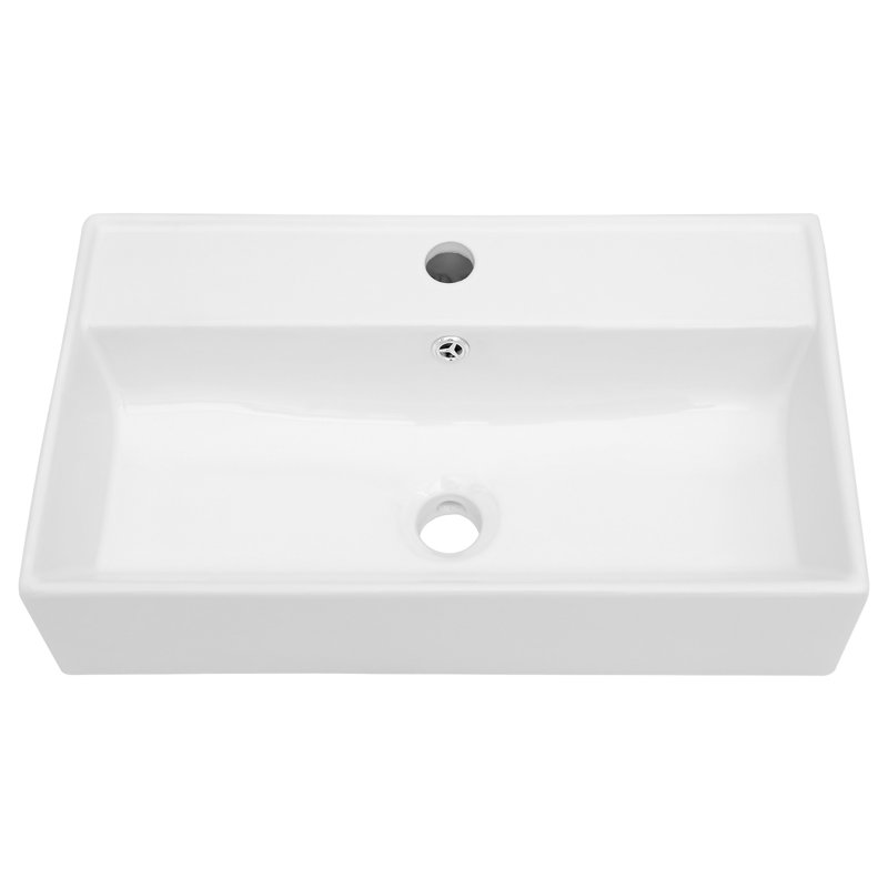 Lavabo de salle de bain mural rectangulaire en céramique avec trou pour robinet L 21 po x l 12 po