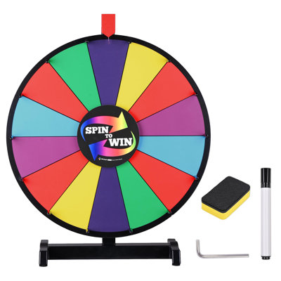  WinSpin 18" Colour Dry Erase Prize Wheel Tabletop Fortune Spinning Game Carnival 14 Slot