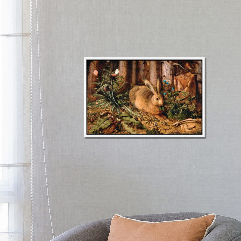 A Hare In The Forest, C. 1585 by Hans Hoffmann - Painting on Canvas, White Framed, 45.72cm H x 66.04cm W x 3.81cm D