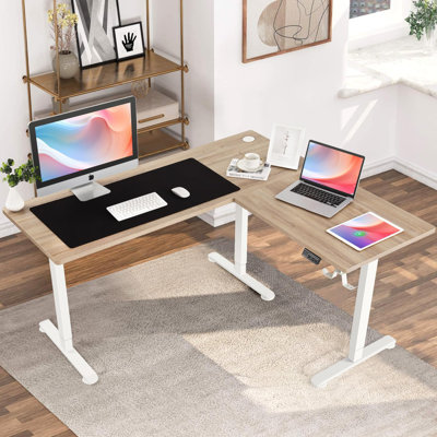 Rashod 63" L Shaped Electric Height Adjustable L Shaped Standing Desk