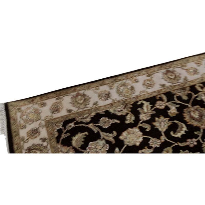 Tapis noir / ivoire / beige noué à la main de haute qualité