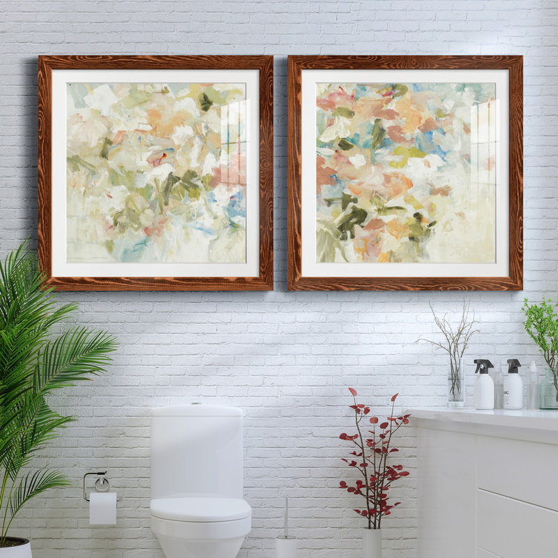 Floral Blush I - 2 Piece Single Picture Frame Painting, 34.5" H x 34.5" W x 1" D, Maple Paper
